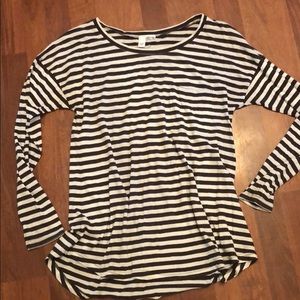 Oversized Olive Stripe Pocket Tee - Size L